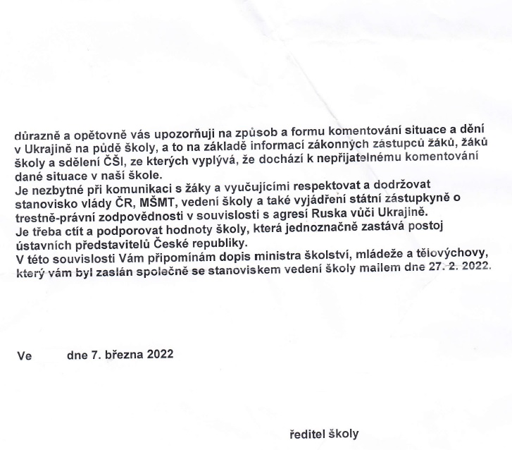 Budeme i nadále bránit práva zaměstnanců na svobodný výkon jejich profese – bez cenzury, bez nátlaku, bez jakékoliv formy šikany